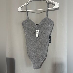 Express Heather Gray Knit Bodysuit